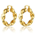 Custom Spiral 18k Gold Plated Earrings Gold And Silver Jewelry Stainless Steel Jewelry Twisted Hoop Earrings For Ladies